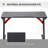 HOMCOM Gaming-Tisch Spieltisch mit LED-Licht Schreibtisch mit Kopfhörerhaken  Getränkehalterung Computertisch MDF Metall ABS Schwarz 120 x 60 x 73 cm(m-4)