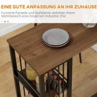 HOMCOM Bartisch Stehtisch Küchentresen, Industriedesign, 3 Regale, 120 x 40 x 105 cm; Schwarz + Braun(m-5)