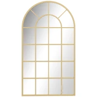 HOMCOM Wandspiegel, Fenster-Design, Flurspiegel, Metallrahmen, 110 x 65 cm, Gold(m-10)