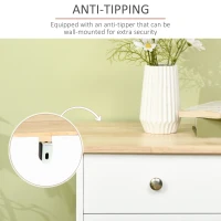 HOMCOM Sideboard with Rubber Wood Top, Modern Storage Cabinet, Kitchen Cupboard with 3 Doors, 3 Drawers and 3 Adjustable Shelves for Dining Room, Living Room, White(m-7)