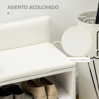 HOMCOM Banco Zapatero para 4 Pares con Compartimento Abierto y Asiento con Cojín para Entrada Pasillo 80x33x49 cm Blanco(m-5)