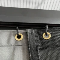 Outsunny 3.6 x 4m Hardtop Gazebo Canopy with Polycarbonate Roof, Aluminium Frame, Permanent Pavilion Garden Gazebo with Netting and Curtains for Patio, Deck, Dark Grey(m-8)