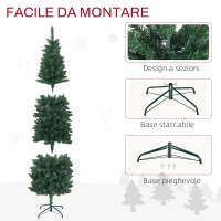 HOMCOM Albero di Natale Artificiale 210cm con 687 Rami, Design Alto e Stretto con Base Pieghevole, Verde(m-6)