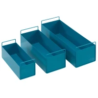 Outsunny 3er-Set Pflanzkübel in bunten Farben, wetterbeständig, 2 Griffe, 55 cm x 20 cm x 19 cm,  Blau(m-10)