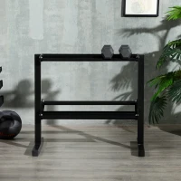 SPORTNOW Porta Pesi con 2 Ripiani in Acciaio per Palestra, Casa e Ufficio, 94x52.5x82cm, Nero(m-6)