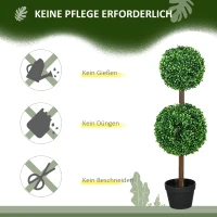 HOMCOM Künstliche Pflanzen, 2er-Set Buchsbaum, 90 cm Kunstpflanze, Kunstbaum, Deko-Pflanze für Indoor und Outdoor, Grün(m-6)