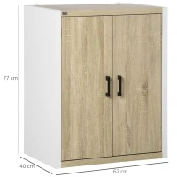 HOMCOM Mobiletto Multiuso 2 Ante con Mensola Regolabile in MDF, 62x40x77cm, Bianco e Legno(m-3)