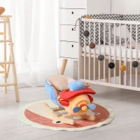 HOMCOM Cavallo a Dondolo a Forma di Aeroplano per Bambini di Età Superiore a 18 Mesi, Cacalluccio a Dondolo con Musica Incorporata in Legno Alamo, Max:60kg 60x33x45cm(m-2)