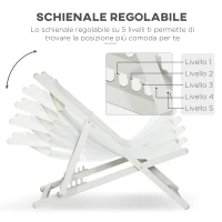 Outsunny Set 2 Sedie Poltrona Sdraio da Esterni Pieghevoli e Reclinabili in Alluminio, 96.5x58x91.5 cm, Beige(m-5)