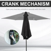 Outsunny 2.6M Garden Parasol Umbrella with Tilt and Crank, Outdoor Sun Parasol Sunshade Shelter with Aluminium Frame, Black(m-6)
