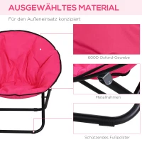 Outsunny Campingstuhl Faltbar Campingsessel mit Lehne, Klappstuhl bis 120kg, gepolstert Moonchair Extra Breit, Faltsessel Outdoor Stuhl für Garten, Balkon, Camping, Rosa(m-6)