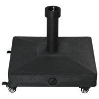 Outsunny Pied de parasol base de lestage parasol carré 4 roulettes dim. 45L x 45l x 39H cm HDPE noir(m-10)