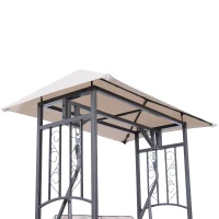 Outsunny Outdoor Garden 2 Seater Canopy Swing Chair Seat Porch Loveseat Vintage Hammock Cushioned Seat w/ and Side Drink Panel(m-9)