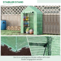 Outsunny Foliengewächshaus Gewächshaus mit 6 Regalebenen begehbares Gartenhäuschen Treibhaus Tomatenhaus Pflanzenhaus mit aufrollbarem Eingang Frühbeet Grün 141 x 72 x 191 cm(m-5)