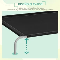 PawHut Cama para Perros Gatos Elevada Transpirable Cama para Mascotas con Marco de Acero para Dormir Relajar 130x90x20cm Negro(m-7)