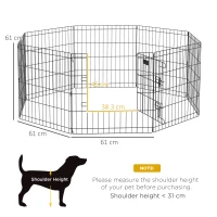 PawHut Dog Playpen, Puppy Pen, Eight-Panel Metal Fence, for Small Dogs, Indoors, Outdoors - Black(m-3)