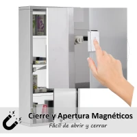 HOMCOM Armario de Medicinas Botiquín Gabinete de Primero Auxilios Acero Inox 4 Estantes Caja Colgante de Pared con Cerradura(m-4)