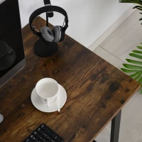 HOMCOM Scrivania Moderna Porta PC Scrittura Computer Portatile Stile Industriale Arredamento Marrone e Nera(m-7)