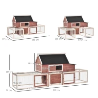 PawHut Pollaio Prefabbricato a Terra Gabbia per Galline Ovaiole con Recinto Mobile in Metallo Bianco 290x71x119cm(m-3)