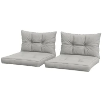 Outsunny 2-Piece Seat Cushions Back Pillows Replacement, Patio Chair Cushions Set for Indoor Outdoor, Light Grey(m-11)