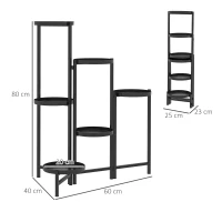 Outsunny Blumentopfständer, Pflanzenständer mit 6 verstellbaren runden Ebenen, Eckständer für Pflanzentöpfe, Metall, Schwarz(m-3)