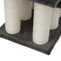 PawHut Hundetreppe 3 Stufen 34 cm Hoch Haustiertreppe für Hunde Katze Katzentreppe mit Kratzstamm Hunderampe Einstiegshilfe für Bett, Sofa, Couch Dunkelgrau(m-8)