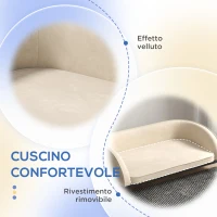 PawHut Divano per Cani Taglia Media e Grande con Cuscino Rimovibile e Sfoderabile Vellutato, Crema(m-6)