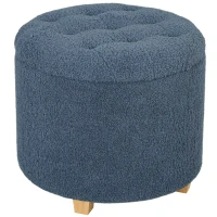 HOMCOM 40.5L Teddy Fleece Storage Ottoman - Blue(m-10)