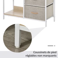 HOMCOM Commode meuble de rangement avec 3 tiroirs en tissu amovibles, 2 étagères et 1 grand plateau 80 x 29 x 71 cm beige(m-6)