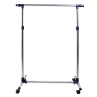 HOMCOM Perchero Acero Inox Colgador Ropa 4 Ruedas Alto y Largo Regulables 95x45x170cm(m-11)