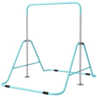 HOMCOM Kids Gymnastic Bar, with Adjustable Height, Foldable Horizontal Bars - Light Blue(m-11)