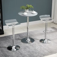HOMCOM Lot de 2 tabourets de bar design contemporain assise acrylique et piètement métal - pivotant 360° - hauteur réglable avec repose-pieds - transparent(m-7)