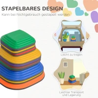 AIYAPLAY Balance-Trittsteine für Kinder, 11 Teile, Rutschfest, Hindernislauf-Steine, für Motorik-Förderung, Kunststoff, Bunt(m-5)
