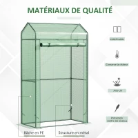 Outsunny Serre de Jardin Serre à tomates avec Porte zippée déroulante bâche PE Haute densité 130 g/m² Anti-UV métal dim. 1L x 0,51l x 1,7H m Vert(m-4)