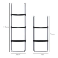 SPORTNOW Galvanised Steel Trampoline Ladder, 2 Steps/3 Steps Outdoor Trampoline Accessories for 6ft, 8ft, 10ft, 12ft, 13ft, 14ft, 16ft Trampoline, 110L x 32Wcm, Silver Tone(m-3)