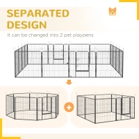 PawHut 16 Panels Heavy Duty Puppy Playpen, for Small and Medium Dogs, Indoor and Outdoor Use - Grey(m-6)