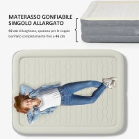 Outsunny Letto Gonfiabile Singolo con Pompa di Gonfiaggio Inclusa e Borsa, 203x152x46cm, Beige(m-4)