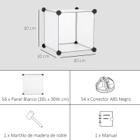 HOMCOM Armario Modular de Plástico Zapatero Organizador con 16 Cubos para Entrada Pasillo Dormitorio 125x32x125 cm Transparente(m-6)
