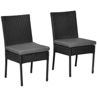 Outsunny Set of Two Armless Rattan Garden Chairs - Black(m-11)