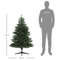 HOMCOM Weihnachtsbaum, Nordmanntanne, naturgetreu, breit & üppig, 150 x Φ100 cm, Grün(m-3)