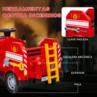 AIYAPLAY Coche Eléctrico Infantil Camión de Bomberos para Niños con Batería 12V Sirena Faros Bocina y Música Rojo(m-5)