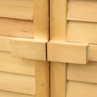 Outsunny Gartenschrank Pflanztisch mit Unterschrank Geräteschrank mit Arbeitsfläche 3 Fächern Gartentisch mit Unterschrank 2 Türen Massivholz Gelb 87 x 45 x 120 cm(m-9)