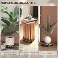 Outsunny Lot de 4 supports ronds Ø30 cm pour plantes - porte plante à roulettes, intérieur et extérieur(m-6)