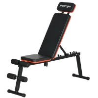 SPORTNOW Banc de musculation dossier réglable 5 niveaux banc d'haltère multifonctionnel acier revêtement synthétique noir(m-1)