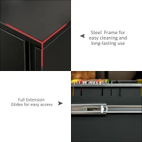 Vinsetto Metal Mobile File Cabinet with Wheels, Lockable 2 Drawer Filing Cabinet for A4, Legal, Letter, Compact Under Desk Storage Unit with Pre-Assembled Body for Home Office, 39 x 48 x 67cm, Black(m-7)