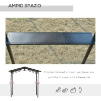 Outsunny Gazebo da Giardino per Barbecue BBQ con Tetto in PC e Mensole Laterali, 246x149x230cm, Nero(m-6)