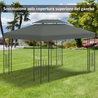 Outsunny Copertura per Gazebo 4x3 m a 2 Livelli in Poliestere con Cinghie e 10 Fori di Drenaggio, Grigio Scuro(m-2)