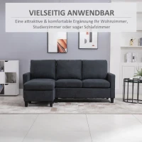 HOMCOM Ecksofa, Couchgarnitur, mit wendbarer Chaiselongue, 197 x 139 x 91cm, dunkelgrau(m-6)