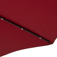 Outsunny 2.7m Patio Garden Umbrella Outdoor Parasol with Tilt Crank and 24 LEDs Lights (Red)(m-8)
