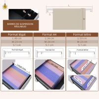 Vinsetto Caisson 3 tiroirs coulissants rangement bureau sur roulettes verrouillable trieur à dossiers 37 x 43,5 x 60 cm blanc(m-5)